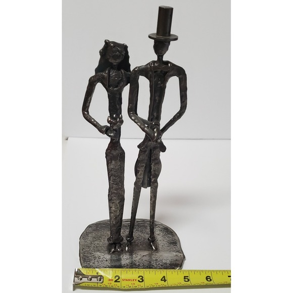 John McPhail Wedding Sculpture Scotland Metal Bride & Groom Top Hat Veil Flowers - Picture 6 of 9